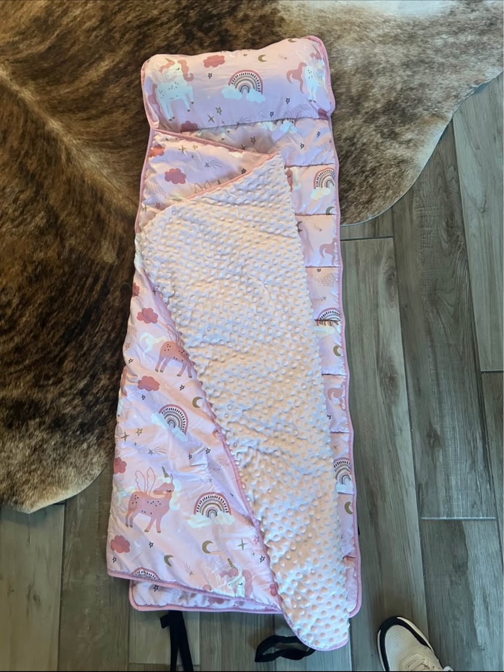 Pink Unicorn & Rainbow Quilted Nap Mat